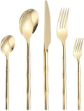 Premium Stainless Steel Flatware Set, 20/40/60 Pcs Silverware Cutlery Set, Elegant Knife, Fork & Spoon, Black & Gold Finish, Durable 304 Steel, Perfect for Home & Events