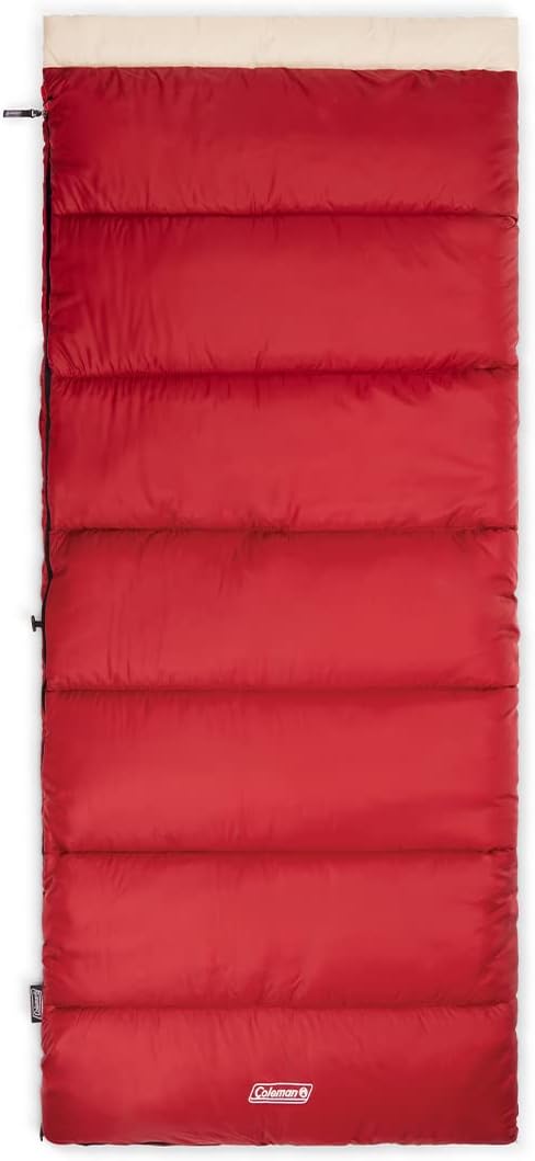 Coleman Flatlands 30/40/50°F Sleeping Bag, Made from 100% Recycled Material, Big & Tall Options, Cool-Weather Sleeping Bag for Camping, Sleepovers, Guests & More