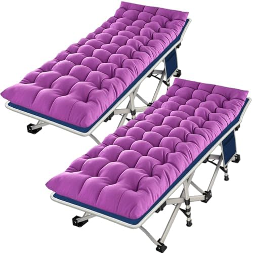 2 Pack Camping Cot with Mattress Comfortable Folding Bed for Adults Cots for Sleeping with Carry Bag Kids Guest Bed Heavy Duty Outdoor Indoor