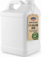 kitchentoolz 2.5 Gallon Water Jug – Heavy-Duty HDPE Carboy for Automotive Used Oil & Liquid Storage – 10 Quart Mixing Container with Secure Lid – Made in USA - White