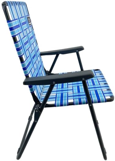 MOUNTAIN SUMMIT GEAR Retro Webbed Camping Chair - Lightweight, Foldable, Durable Steel Frame, 300lb Capacity, Vintage Stripes by Caddis Sports (1, Ocean Blue)
