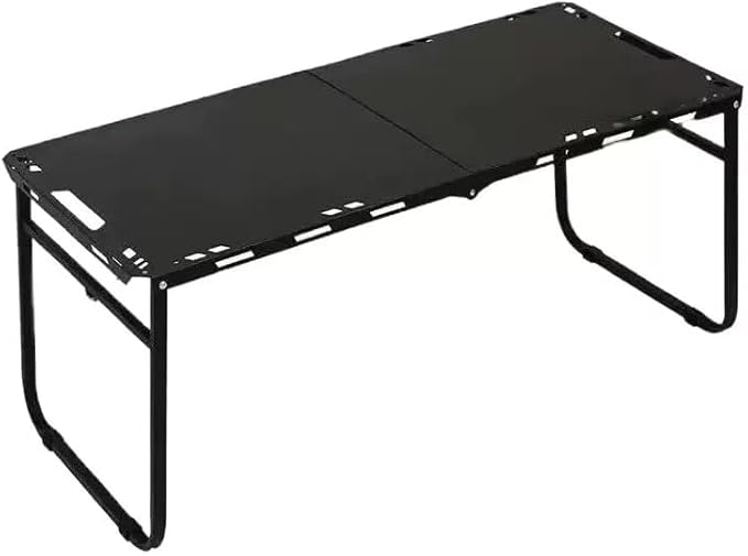 Outdoor Portable Folding Carbon Steel Camping Table, Suitable for Camping, Barbecue, Picnic, RV, Outdoor Cooking, Travel - Single or Set (Black Single Upgrade, Inch, 2, Inch, 20.4, Inch, 18.9)