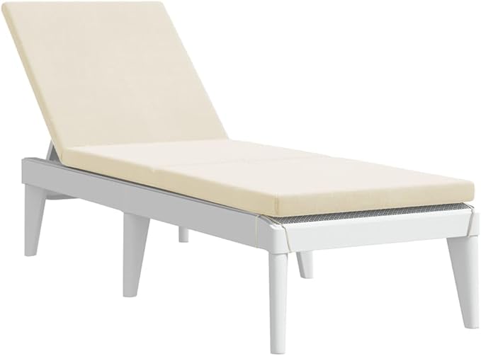 Sun Lounger with Cushion White 73.2"x23.6"x11.4" PPtanning Chair Camping Chairs Recliner Patio Suitable for Garden Courtyard
