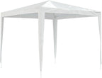 White Polyethylene Party Tent with Iron Frame 8.2 x 8.2 ft Outdoor Canopy for Gatherings and Celebrations, Waterproof and UV Resistant, Easy Setup, Durable Shelter