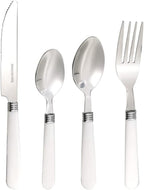 White Silverware Set for 16 Durable Stainless Steel Flatware Set 64 Piece Cutlery Tableware Utensils White Handle (ABS) Set Include Teaspoons Knives Forks and Spoons for Home Kitchen Christmas