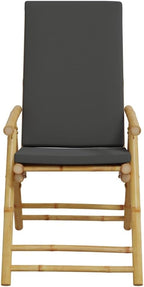 Folding Patio Reclining Chairs 2 pcs with Cushions Bamboo Lounge Chair Camping Chair Lawn Chairs Living Room Chairs for Bedroom Patio Outdoor Dining