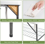 40" Folding Fish Cleaning Camping Table w/Faucet & Sink, Outdoor Portable Fillet Station w/Grid Frame, Knife Groove, Multifunctional Washing Table for Camping or Kitchen, White