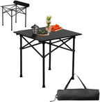 VINGLI Portable Picnic Roll Table, Folding Carbon Steel Camping Table with Bag, Perfect for Outdoor& Indoor, Beach, Patio, Yard, Apartment Floor (20 * 20 * 20in)