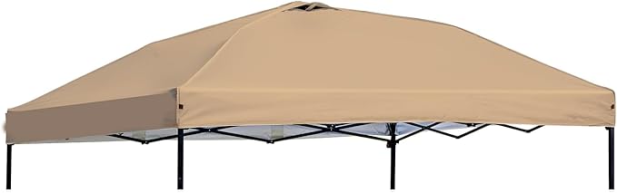 MOQI 10x10 Canopy Replacement Top Cover with 2 Air Vents, Silver Coated Waterproof 150D Oxford Fabric Pop Up Tent for Straight Leg Gazebo Garden Patio Camping Picnic (Khaki, 10x10 ft)