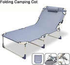 Portable Folding Bed，(Camping Cots,(Folding Camping Cot, 3-Position Adjustable Oxford Sleeping Cots Bed,Portable Camping Bed with Pillow,Multifunctional Lounge Chair,Perfect for Camping, P