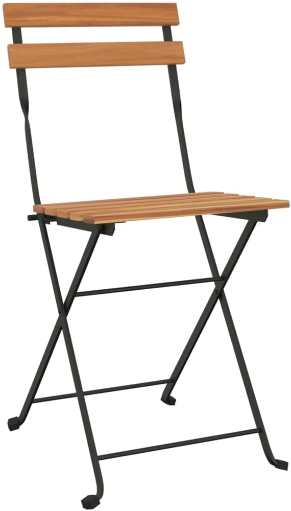 Folding Bistro Chairs 4 pcs,Outdoor Chairs,Garden Chair,Kitchen Chairs,Camping Chair,Leisure Chair,Decorative Chair,Conversation Chair,for Patio,Balcony,Party,Solid Wood Teak and Steel