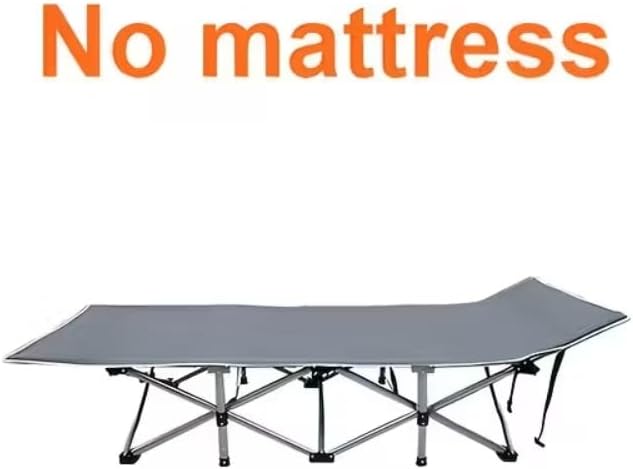Adult Folding Camping Bed, Double-Layer Oxford Portable Folding Outdoor Camping with a Portable Bag, Suitable for Napping, Beach Trips. Pilates Bed (Gray-mattressed)