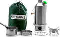 Kelly Kettle Base Camp Stainless Steel Basic Kit 54 oz.(1.6 LTR) Large Stainless Steel Camp Kettle, Lightweight Camping Kettle with Whistle, Camp Stove for Fishing, Hunting, Hiking, Survival Gear