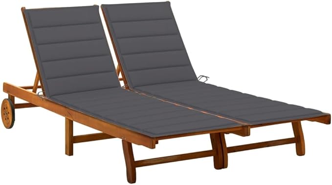 Zero Gravity Chair Camping chair2-Person Patio Sun Lounger with Cushions Solid Acacia WoodSuitable for Gardens, courtyards, and patios