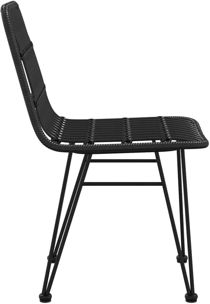 Patio Chairs 2 pcs Black ,Coffee Chair,Study Chair,Camping Chair,Barbecue Chairs,Bistro Chair,Lawn Chairs,Balcony Chairs,for Outdoor,Fire Pit,Deck,Lawn,Outside,Garden,18.9"x24.4"x33.1" PE Rattan