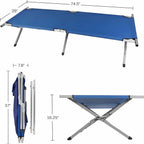 Portable Folding Camping Cot, Heavy Duty Sleeping Bed with Carrying Bag, 610D Oxford Cloth & Lightweight Aluminum Frame, 275lbs Load, Outdoor Cot for Adults, Travel, Hiking, Office (Navy blue, 4 Pack)