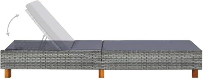 Beach Chair Camping Chairs Patio Furniture Outdoor Chairs Sunbed with Cushion Poly Rattan Gray for Patio, Poolside
