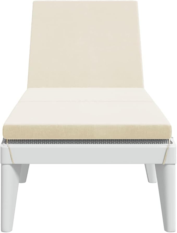 Sun Lounger with Cushion White 73.2"x23.6"x11.4" PPtanning Chair Camping Chairs Recliner Patio Suitable for Garden Courtyard