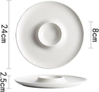 Camping Plates 9.5-inch Brushed White Thick Soup Creative Noodles Hotel Service Breakfast Tableware Dish Volcano Plate Restaurant Dessert Decorative Plate(9.5 in)