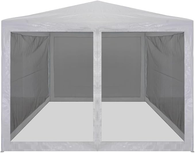 Large Party Tent with Powder-Coated Steel Frame in White and Black, 4 Mesh Sidewalls for Outdoor Events, Spacious 13ft x 10ft Shelter for Weddings and BBQs, Durable and Easy