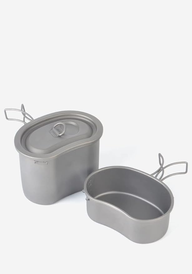 Outdoor Camping Pure Titanium Lunch Box Folding Handle bento Box Mountaineering Ultra-Light Tableware，2pcs/Set