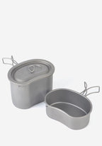AsCoRP Outdoor Camping Pure Titanium Lunch Box Folding Handle bento Box Mountaineering Ultra-Light Tableware (2pcs/Set)