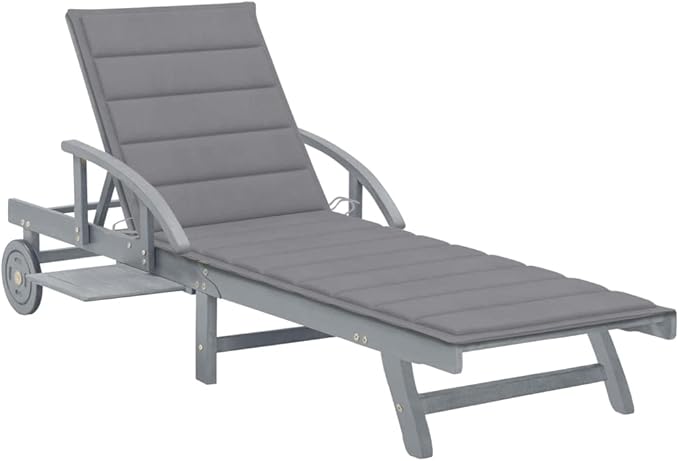 Zero Gravity Chair Camping chairPatio Sun Lounger with Cushion Solid Acacia WoodSuitable for Gardens, courtyards, and patios