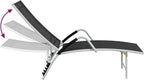 Sun Lounger Textilene and Aluminum Blacktanning Chair Camping Chairs Recliner Patio Suitable for Garden Courtyard