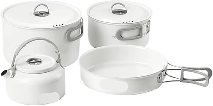Ceramic Non-Stick Set of Pots Camping Cookware Kit Outdoor Frying Pan Kettle Picnic Tableware Kitchen Utensils