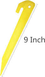 9 Inch Plastic Tent Stakes -12 pcs Heavy Duty and Larger Durable Tent Pegs Spike Hook for Campings Outdoor and Garden Lawn, Sturdy Canopy Stakes Accessories Suitable for Sand Beach Woods