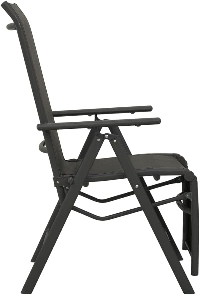 Reclining Patio Chairs ,Garden Chairs,Barbecue Chairs,Fishing Chairs,Coffee Chair,Bistro Chair,Camping Chair,Beach Chair,for Deck, poolside,Camping,Beach,Campsite,2pcs Textilene and Aluminum Black