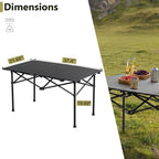VINGLI Portable Picnic Roll Table, Folding Carbon Steel Camping Table with Bag, Perfect for Outdoor& Indoor, Beach, Patio, Yard, Apartment Floor (37 * 22 * 20in)