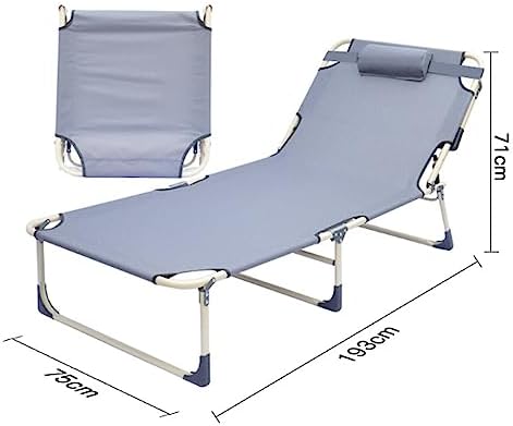 Portable Folding Bed，(Camping Cots,(Folding Camping Cot, 3-Position Adjustable Oxford Sleeping Cots Bed,Portable Camping Bed with Pillow,Multifunctional Lounge Chair,Perfect for Camping, P
