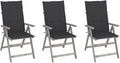 Patio Reclining Chairs,Camp Chair,Barbecue Chairs,Fishing Chairs,Bistro Chair,Coffee Chair,Patio Funiture,for Dining Room,Living Room,Study Room,Garden, 3 pcs with Cushions Solid Acacia Wood