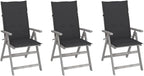Patio Reclining Chairs,Camp Chair,Barbecue Chairs,Fishing Chairs,Bistro Chair,Coffee Chair,Patio Funiture,for Dining Room,Living Room,Study Room,Garden, 3 pcs with Cushions Solid Acacia Wood