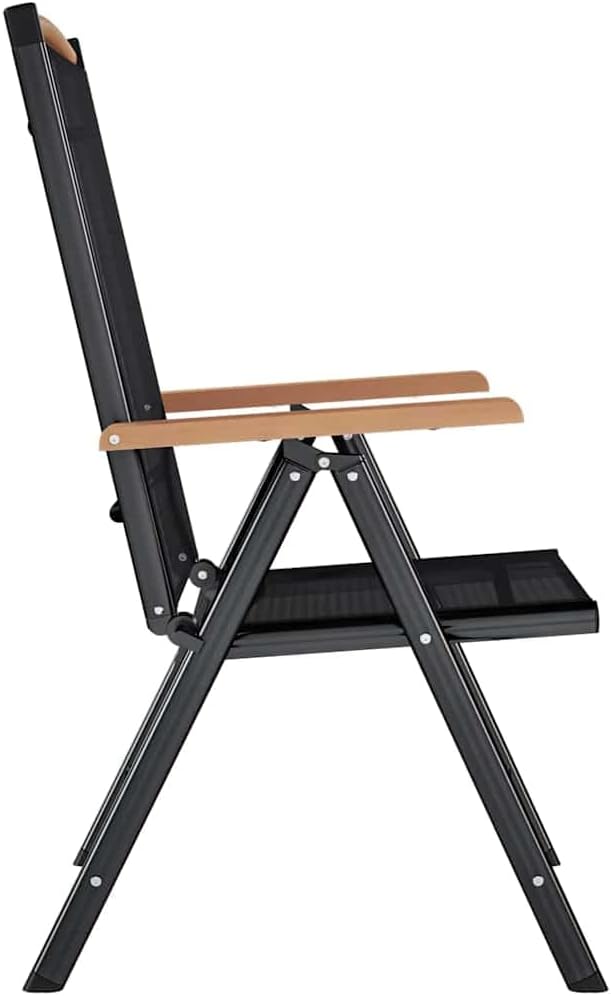 6-Pack Black Folding Patio Chairs, 25.6"x22.8"x42.9" Textilene Zero Gravity Outdoor Lounge Seats with Adjustable Backrest, Lightweight Camp Chairs for Garden Balcony Terrace