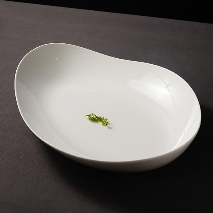 Camping Plates Dinner Plate Hotel Club Dish Plate Irregular Oval Soup Plate Ceramic Cold Dish Plate Home Serving Tableware Decorative Plate