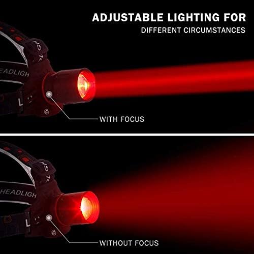 Hunting Headlamp Red Light Rechargeable, 1000 Lumens Red LED Head Light Zoomable Red Light Headlamp Waterproof 3 Modes for Coon Hog Coyote Varmint Hunting, Astronomy, Stargazing