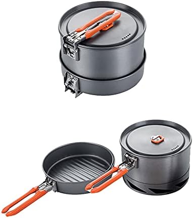 Camping Utensils Dishes Cookware Set Picnic Hiking Heat Exchanger Pot Kettle Outdoor Tourism Tableware