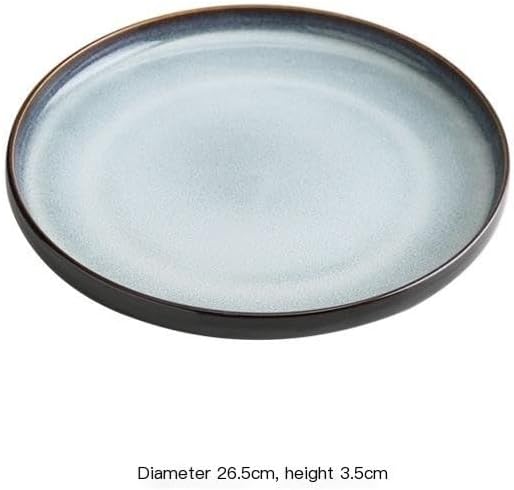 Camping Plates Dinner Plate Western Food Pasta Steak Flat Household Restaurant Tableware Ceramic Dish Decorative Plate(C)