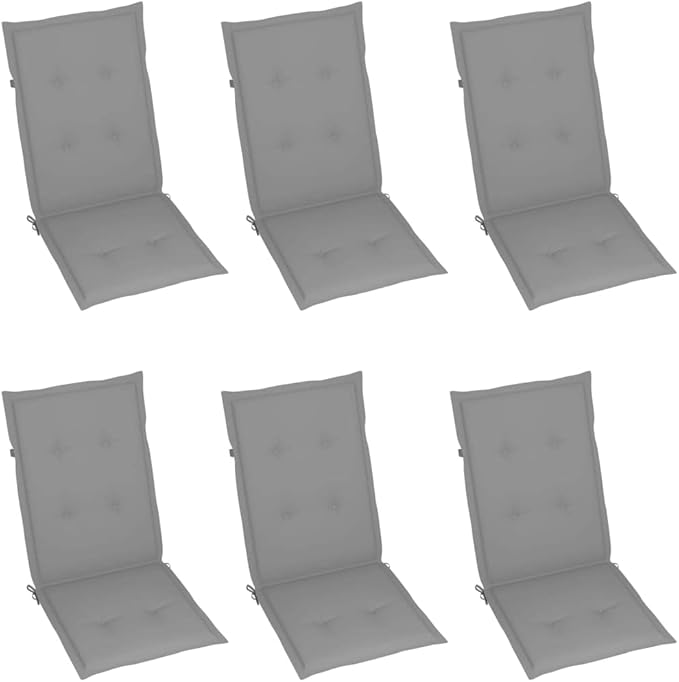 Patio Chairs 6 pcs,Outdoor Folding Chair,Lounge Chair,Portable Camping Chair,Tanning Chairs for Outside,Garden Chair,for Outdoor Patio, Campsite, or Yard, with Gray Cushions Solid Teak Wood