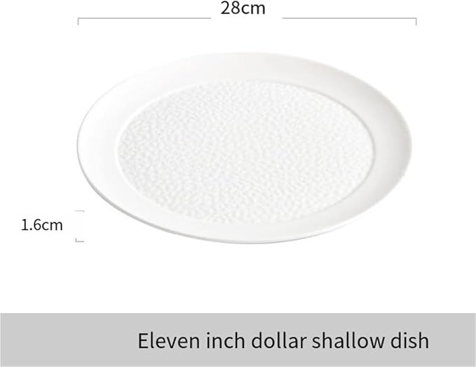 Camping Plates Ceramic Large Plate Vegetable Household Western Steak Flat Hotel Tableware Plates Decorative Plate(11 inches)