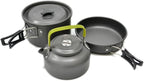 Ultra-Light Aluminum Alloy Camping Cookware Utensils Outdoor Cooking Teapot Picnic Tableware Kettle Pot Frying Pan 3pcs/Set yubin1993