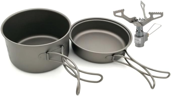 Camping Cookware Bowls Camping Cookware Set Camping Pot Outdoor Pan Outdoor Cooking Tableware with Foldable Handles Mesh Sack Survival Gear