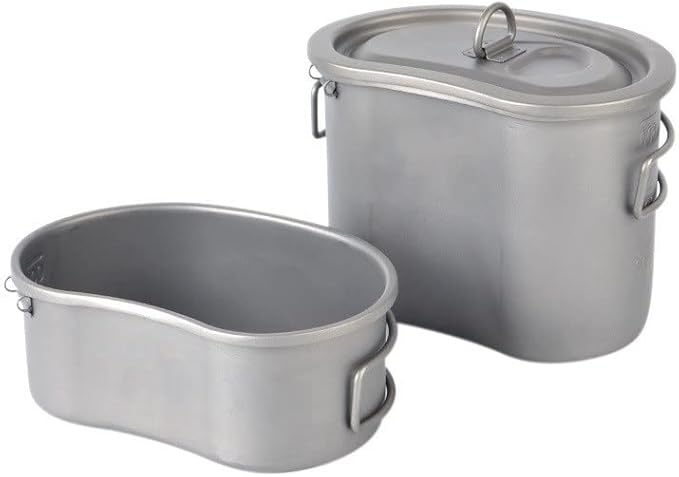 Outdoor Camping Pure Titanium Lunch Box Folding Handle bento Box Mountaineering Ultra-Light Tableware (2pcs/Set)