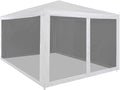 Large Party Tent with Powder-Coated Steel Frame in White and Black, 4 Mesh Sidewalls for Outdoor Events, Spacious 13ft x 10ft Shelter for Weddings and BBQs, Durable and Easy