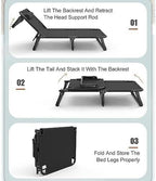 Portable Folding Adult Bed with Removable Pillow, Adjustable Recliner Camping Cot for Office, Beach & Outdoor Use(180x62cm)