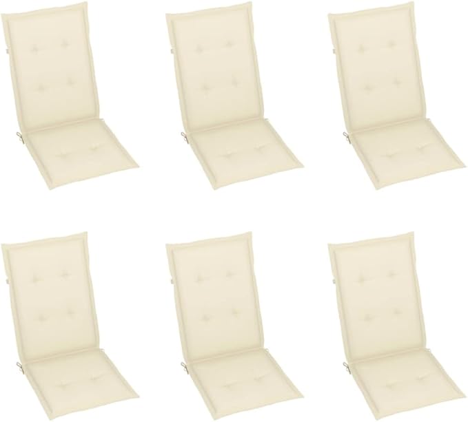 Patio Chairs 6 pcs,Outdoor Folding Chair,Lounge Chair,Portable Camping Chair,Tanning Chairs for Outside,Garden Chair,for Outdoor Patio, Campsite, or Yard, with Cream Cushions Solid Teak Wood