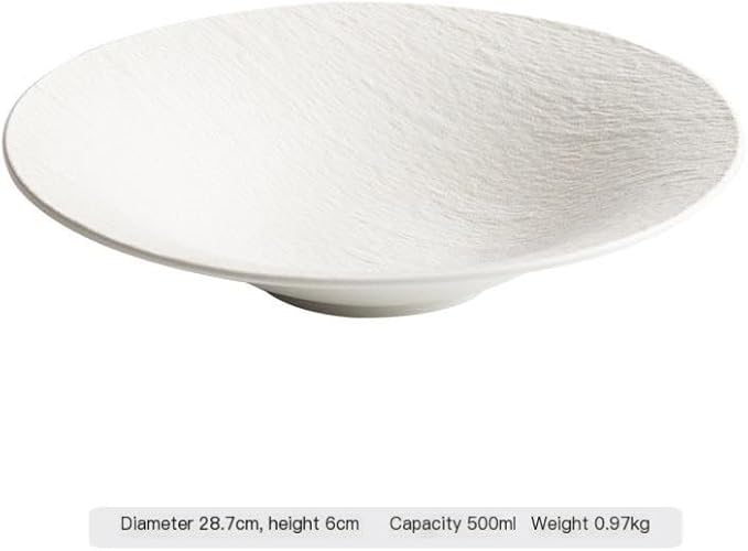 Camping Plates Creative Characteristic Hotel Tableware Ceramic Deep Plate Black and White Frosted Western Deep Soup Plate Home Soup Bowl Decorative Plate(12inch)