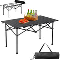 VINGLI Portable Picnic Roll Table, Folding Carbon Steel Camping Table with Bag, Perfect for Outdoor& Indoor, Beach, Patio, Yard, Apartment Floor (47 * 22 * 20in)